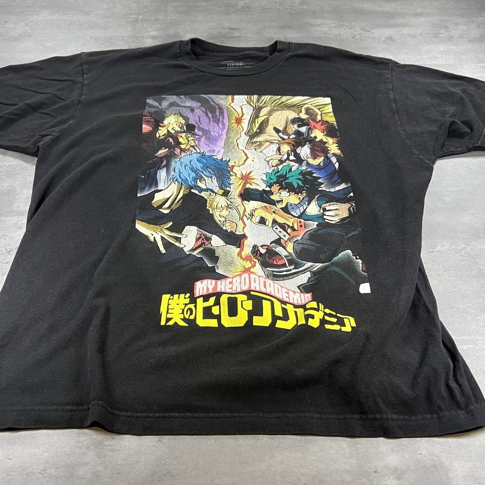 My Hero Academia Shirt Adult XL Black Anime Manga Japanese Solo Faded Thrashed
